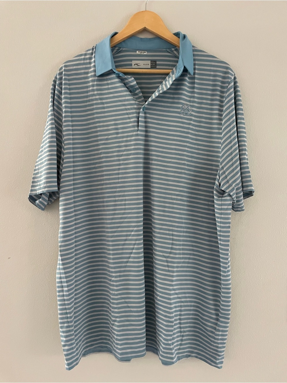 Men's KJUS Striped Grey & Blue Golf Polo